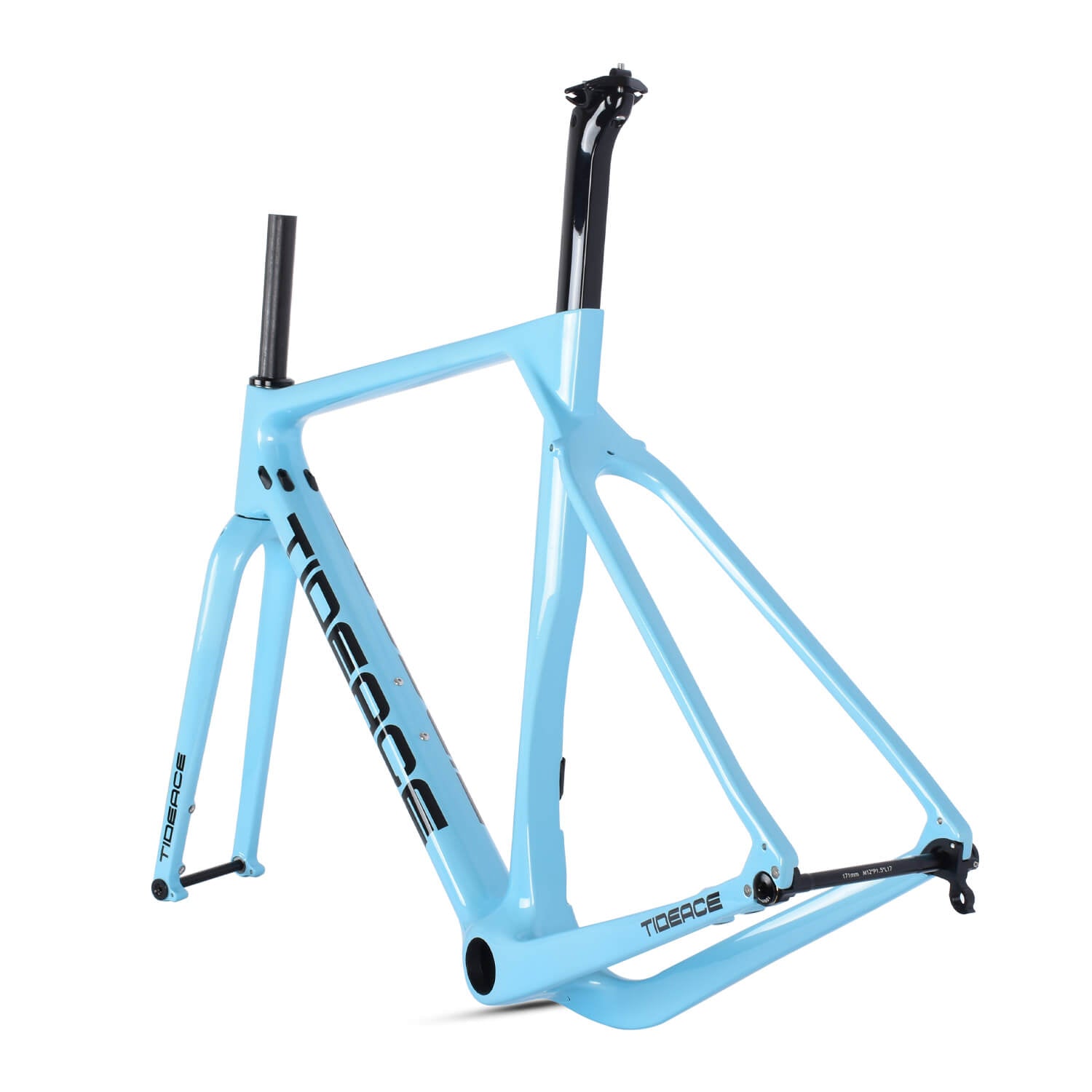 Full Carbon Gravel Bicycle Frames 700C Light Blue Glossy