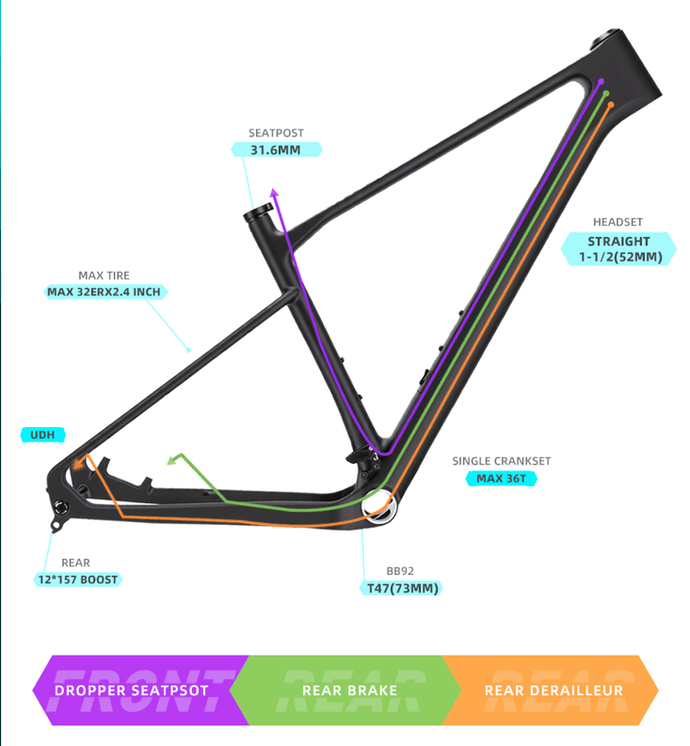 mountainbike frame size 32er Carbon MTB Bike Frames L / Customized color with logo