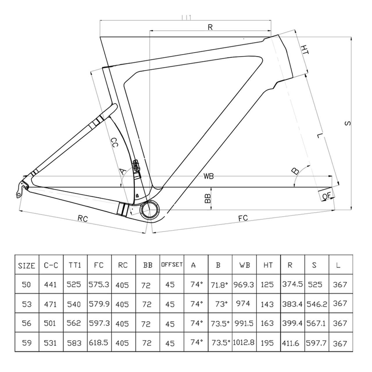 Fm Frame China Factory Full Carbon Fiber FM-R185 700*28C Road Bike Frame T47 ...