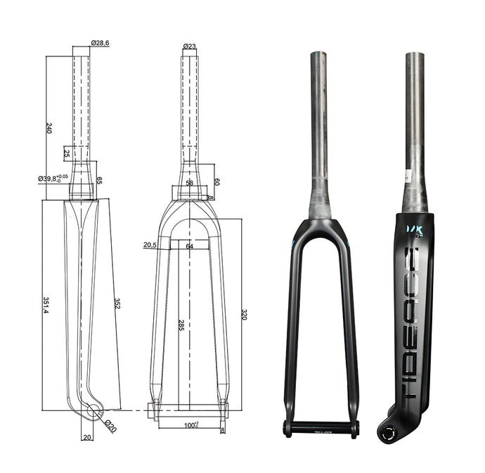 bmx bicycle forks BF001 Carbon 20er BMX Bike Fork – TIDEACEBIKE