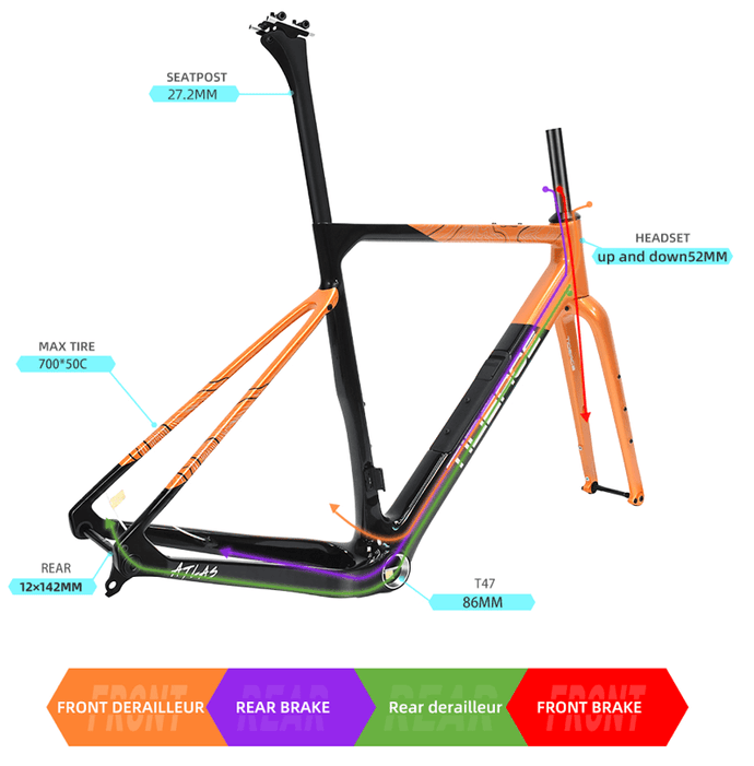 gravel bikes under 700 T1000 Carbon Gravel Bike Frames 700*47C Super Light – TIDEACEBIKE