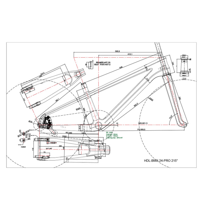 carbon BMX bike frame size chart