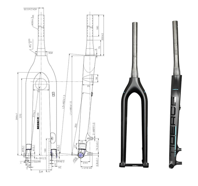 carbpn mountain bicycle front forks