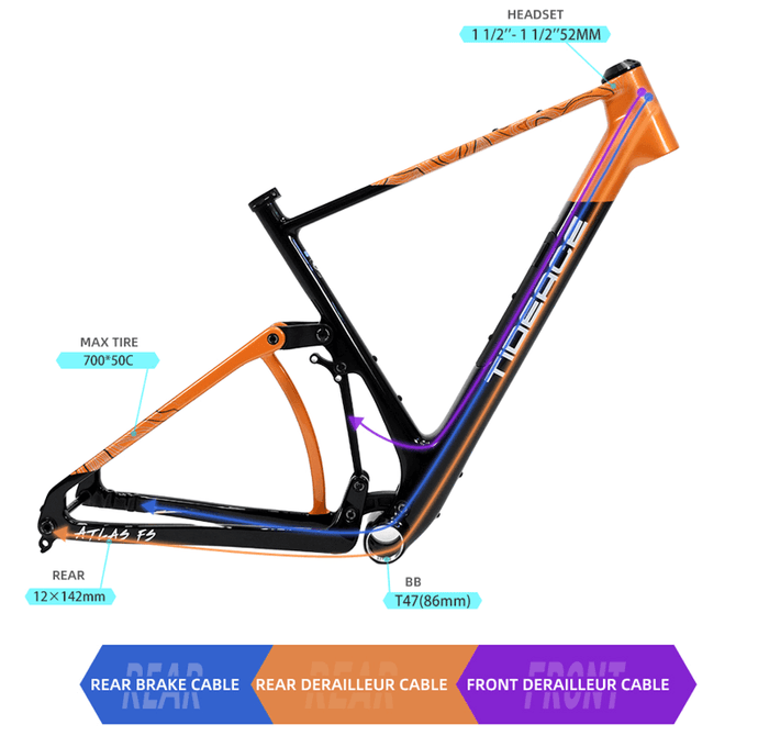 GV202 カーボン フルサスペンション グラベルバイクフレーム – TIDEACEBIKE