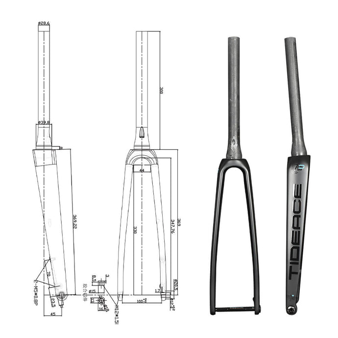 thru axle carbon road fork